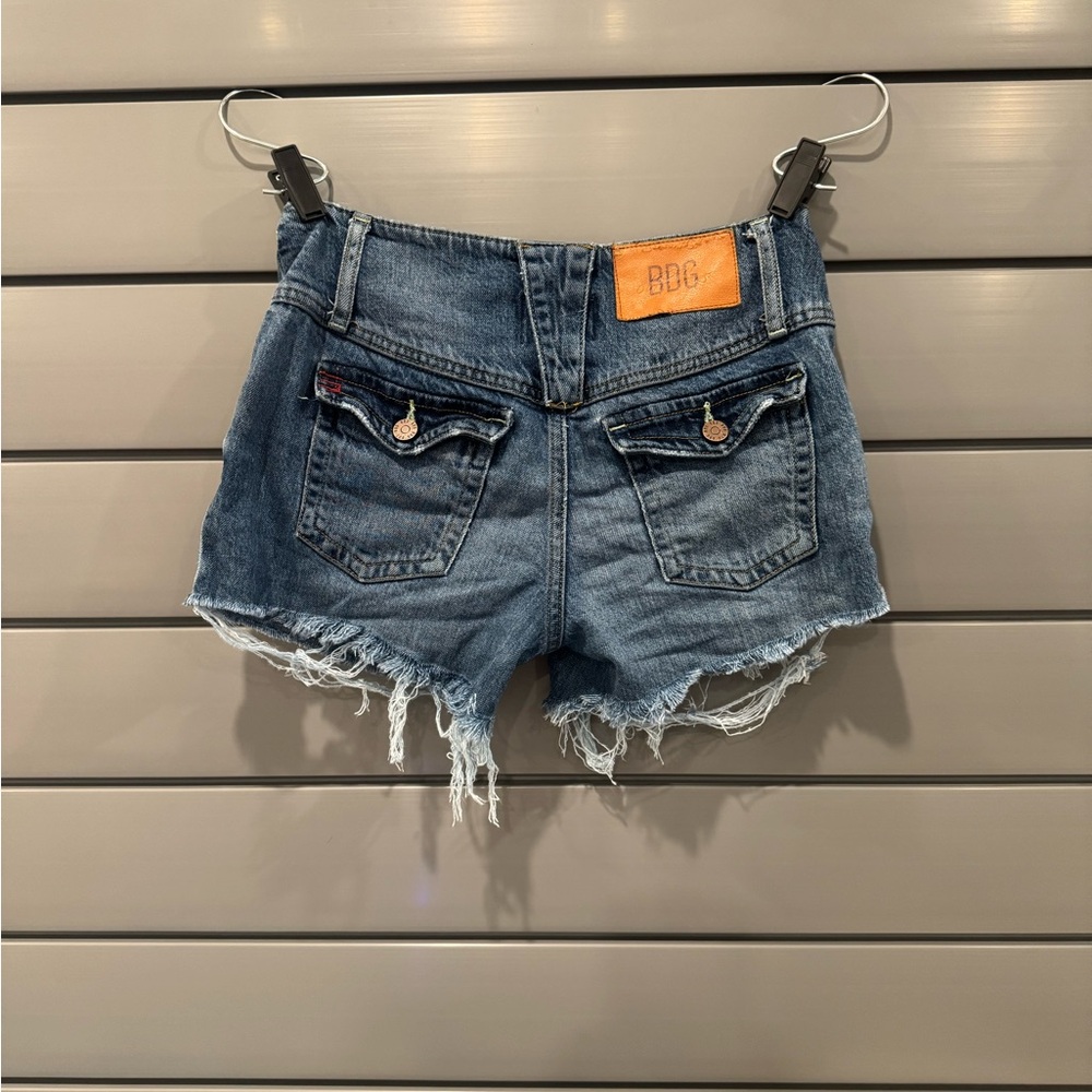 BDG Blue Jean Shorts Distressed Frayed Hem